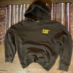 Caterpillar Brown Hoodie with Yellow Logo